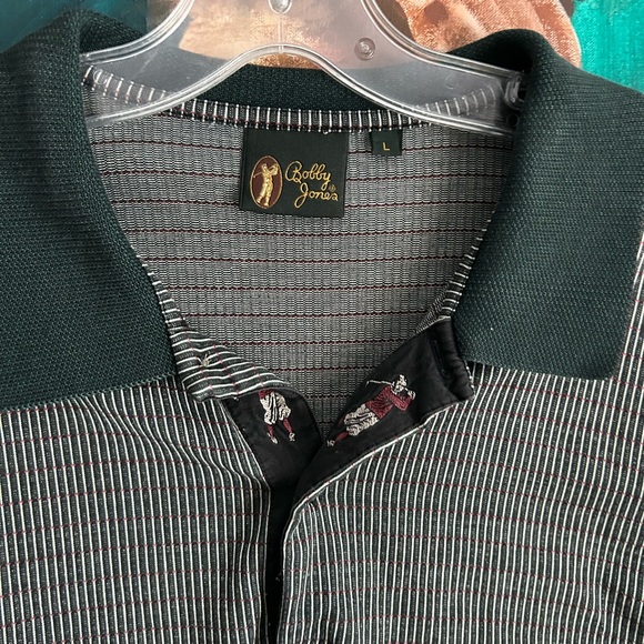 Bobby Jones Black and Dark Green Golf Polo Shirt Large - Picture 4 of 11
